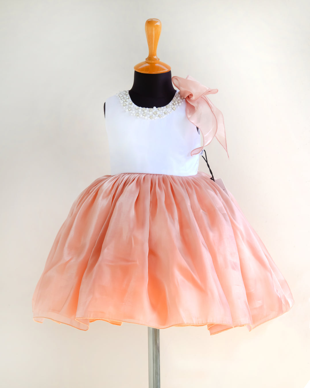 Dust Pink and White Premium Organza Frock – Stylish Shaded Birthday Dress for Baby Girls by Stanwells Kids