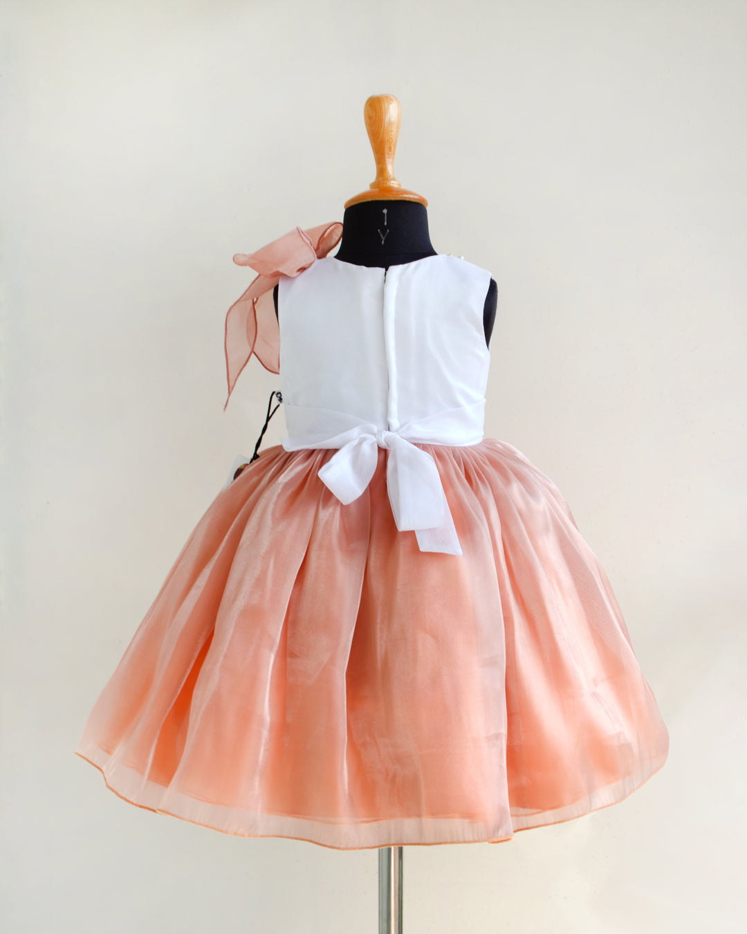 Dust Pink and White Premium Organza Frock – Stylish Shaded Birthday Dress for Baby Girls by Stanwells Kids
