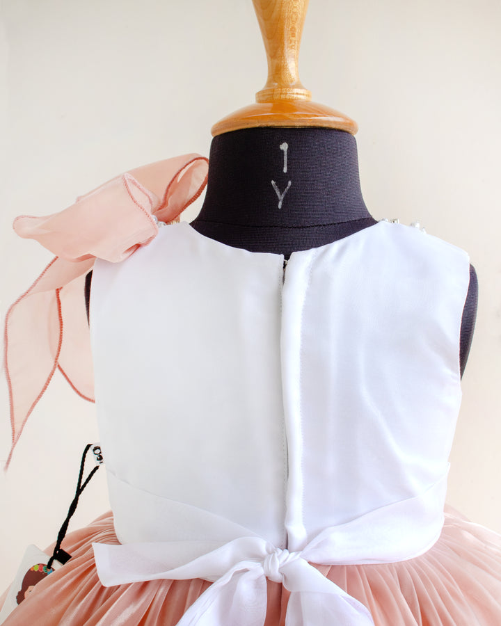 Dust Pink and White Premium Organza Frock – Stylish Shaded Birthday Dress for Baby Girls by Stanwells Kids