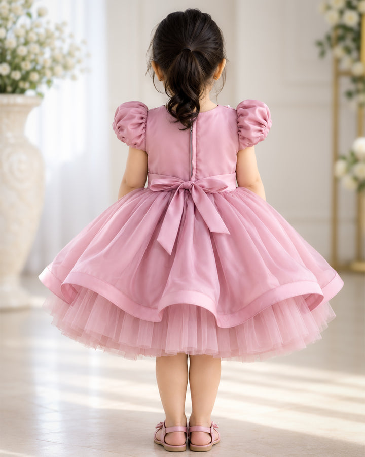 Baby Girl Dust Pink Cloud Theme Frock Milestone Celebration – Stanwells Kids