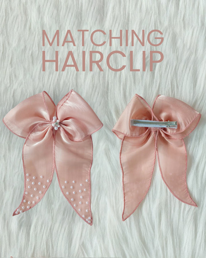 Dust Pink and White Premium Organza Frock – Stylish Shaded Birthday Dress for Baby Girls by Stanwells Kids