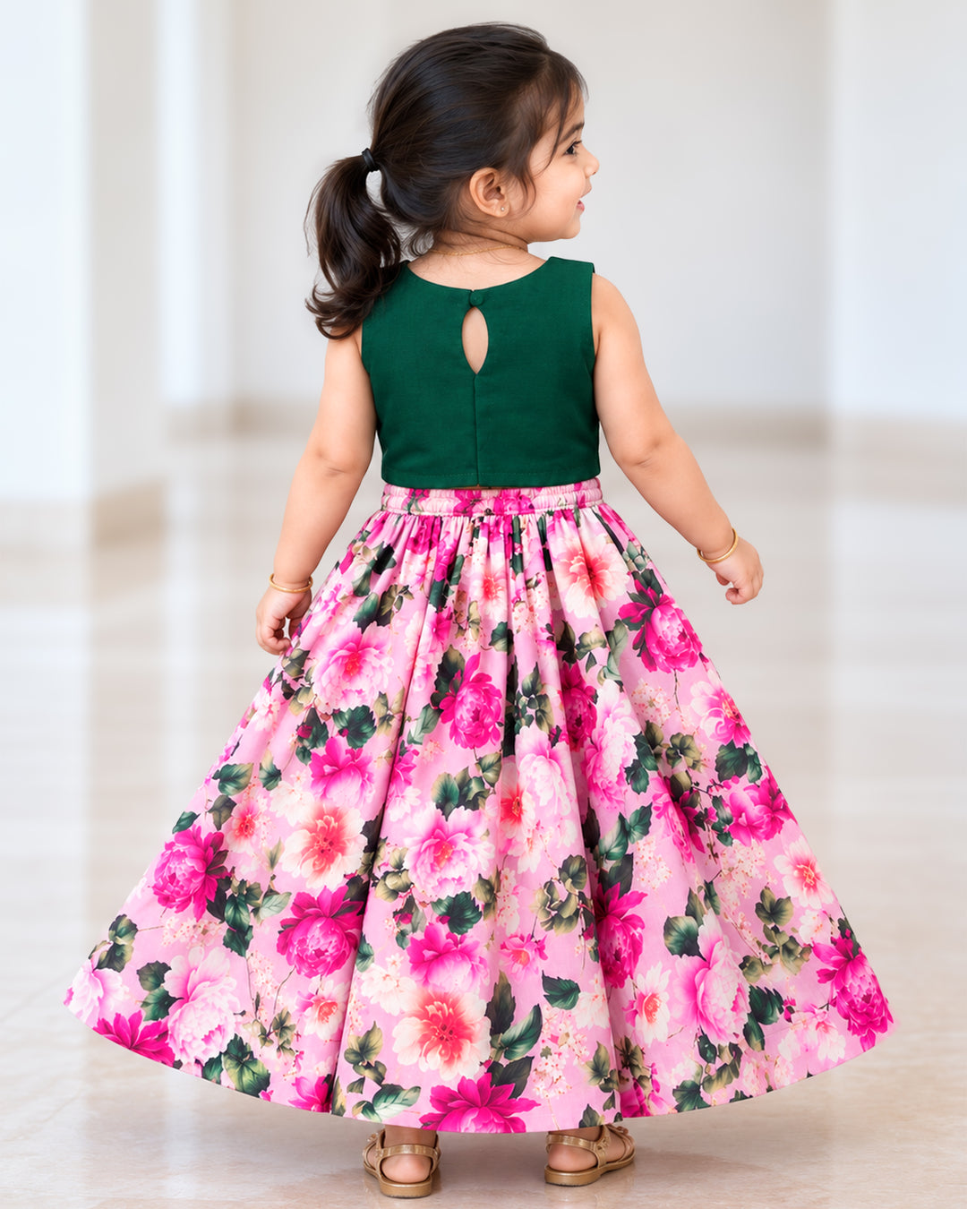 Baby Girl Dustpink Chinon Lehenga Onam Party Wear – Stanwells Kids