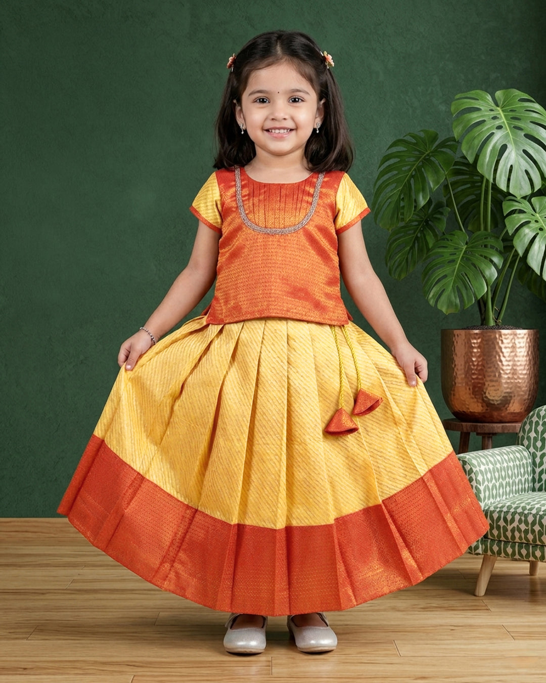 Golden Red Baby Girl Birthday Lehenga Choli Dress Stanwells Kids Golden Red Baby Girl Birthday Lehenga Choli Dress Stanwells Kids