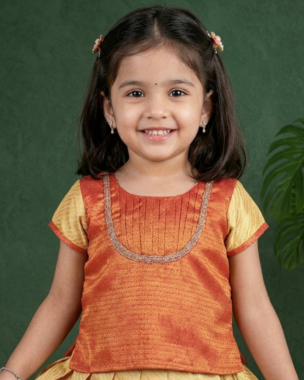 baby girl birthday lehenga choli dress
golden red kids lehenga for birthday
silk lehenga choli for baby girl festive wear
baby girl ethnic birthday outfit India
kids traditional lehenga choli dress