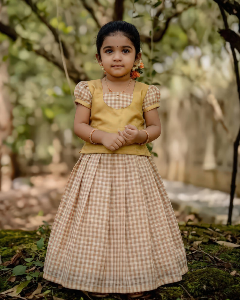 Golden Shade Kerala Tissue - Chanderi Traditional Lehenga Choli