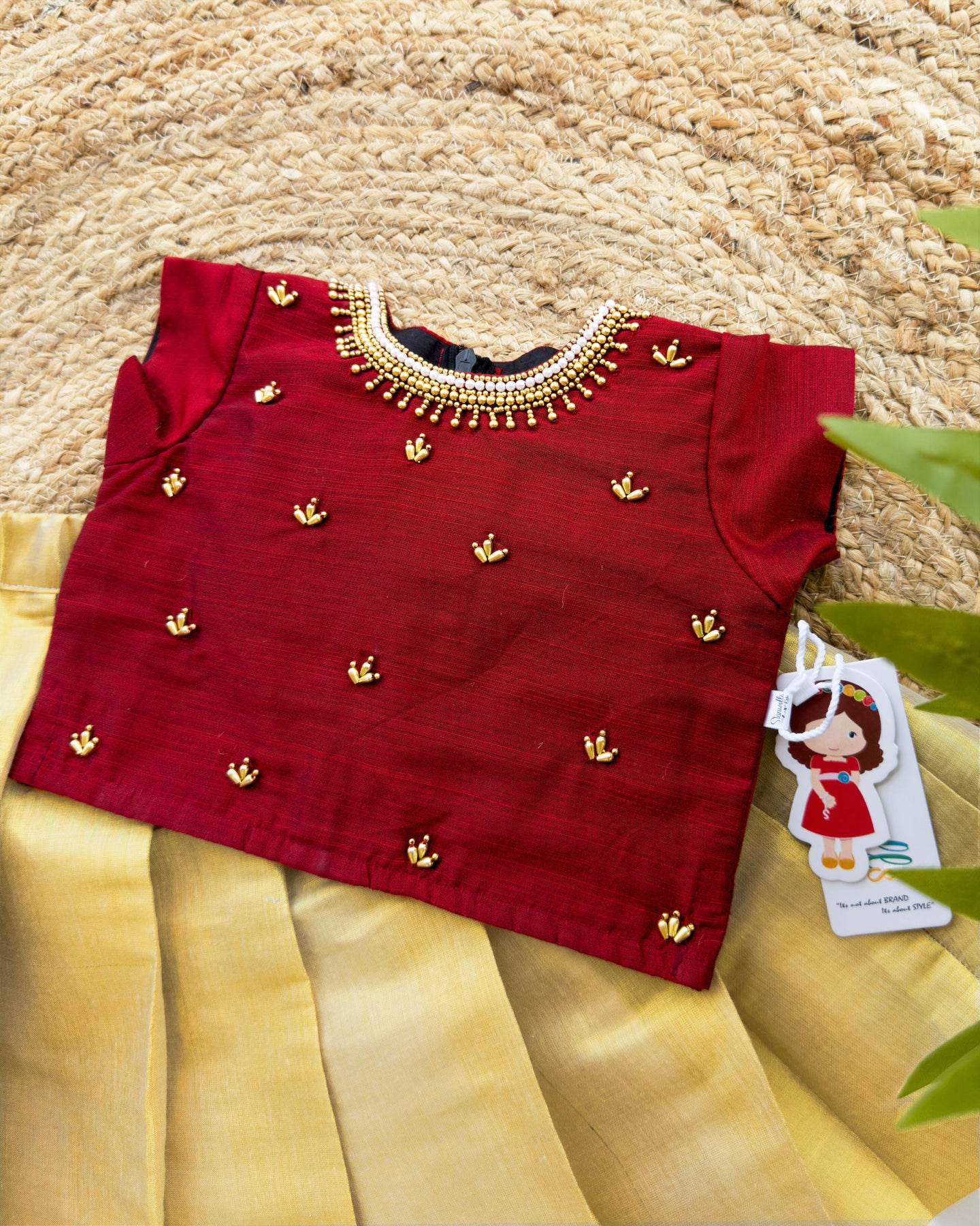 Golden & Meroon Combo Kerala Kasavu Handwork Traditional Silk Lehenga ...