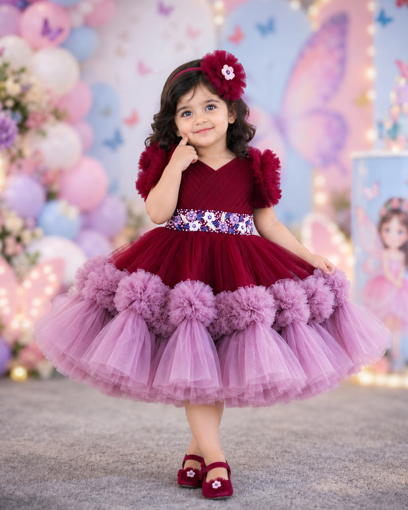 Grapevine Pastel Pink Heavy Ruffles Birthday Frock for Baby Girl – Stanwells Kids