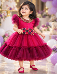 Grapevine Rani Pink Handwork Flower Frock for Baby Girl – Stanwells Kids