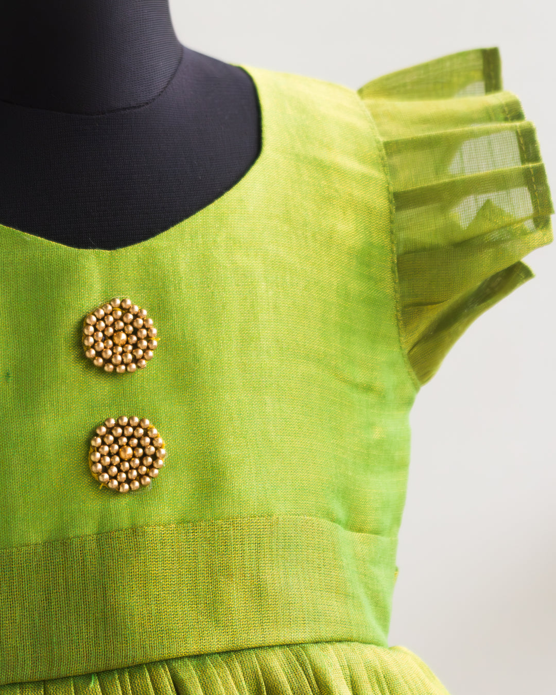 Green flared ethnic frock for baby girl – festive occasion wear, Stanwells Kids