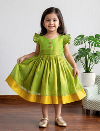 Green Silk Ethnic Frock for Baby Girl – Stanwells Kids