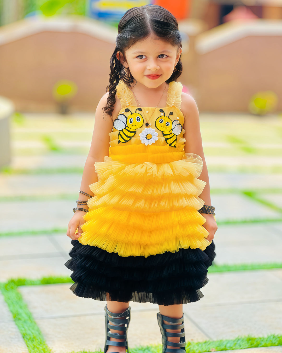 Baby Girl Birthday Dress – Yellow & Black Honey Bee Party Frock – Stanwells Kids Baby Girl Birthday Dress – Yellow & Black Honey Bee Party Frock – Stanwells Kids