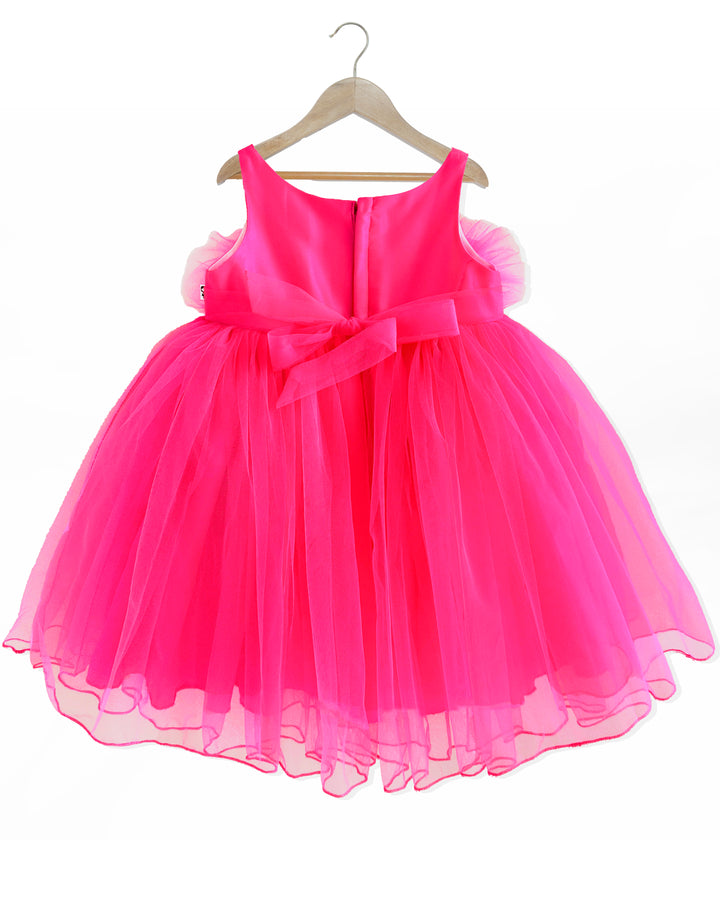 Hot Pink shade Baby-Girls Flower Frock