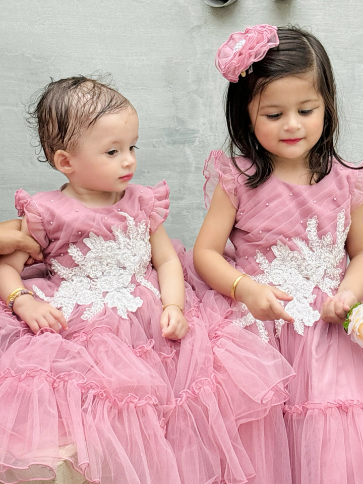 Dust Pink Shade Handwork  Party Perfect Birthday Frock