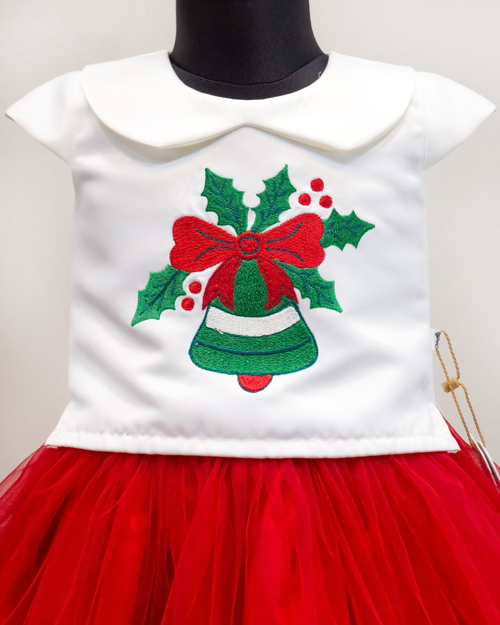 jingle bells christmas dress for baby girls, festive skirt top set, cute christmas outfit kids, baby girl birthday dress, red christmas kids wear stanwells