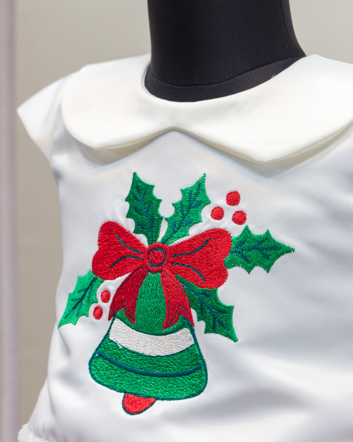 jingle bells christmas dress for baby girls, festive skirt top set, cute christmas outfit kids, baby girl birthday dress, red christmas kids wear stanwells
