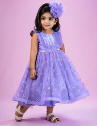 Lavender Sequins Embroidery Ruffled Frock for Baby Girl – Stanwells Kids