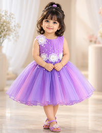 Lavender Pink Dual Shade Sleeveless Flower Frock for Baby Girl – Stanwells Kids