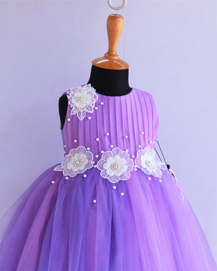 Lavender pink dual shade sleeveless frock front view baby girl – Stanwells Kids