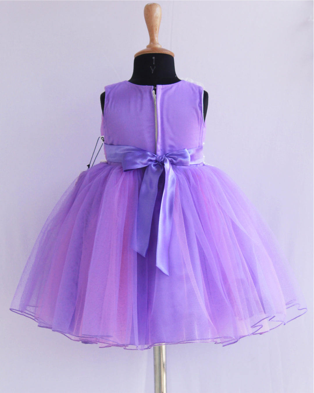 Lavender pink dual shade sleeveless frock back view baby girl – Stanwells Kids