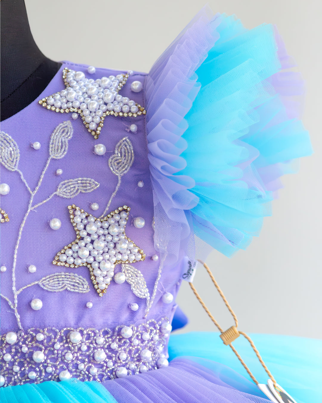 Skyblue Lavender Handwork Frock Festive Wear – Stanwells Kids