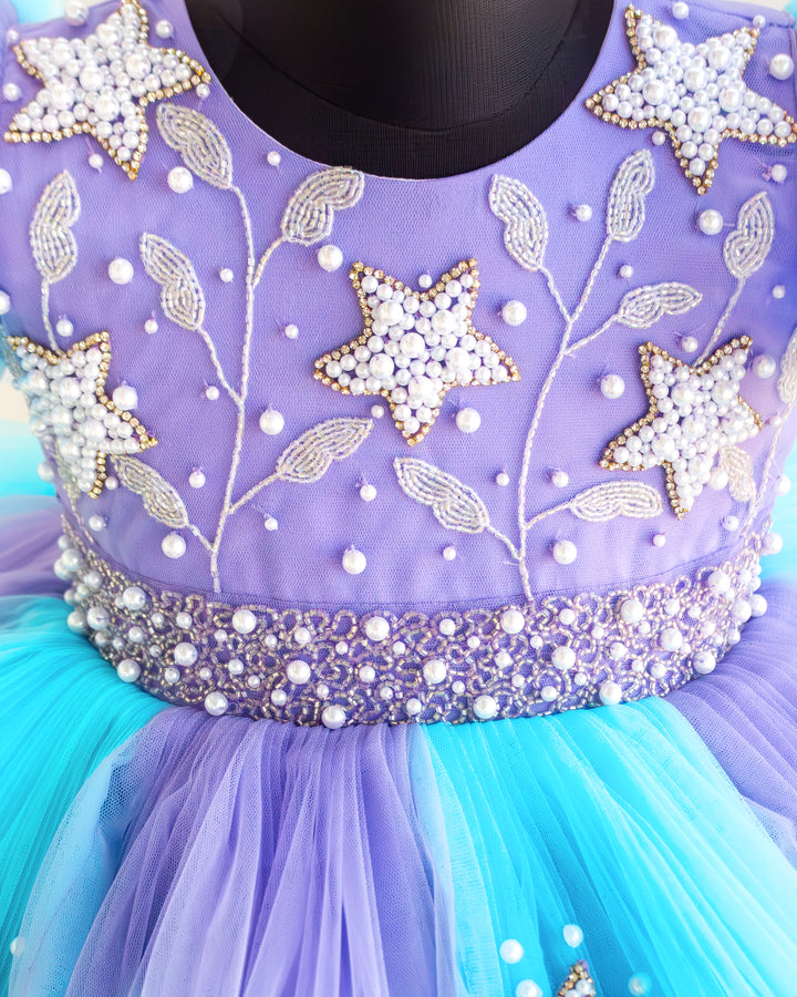 Baby Girl Nakshatra Frock Lavender Skyblue Pleated – Stanwells Kids