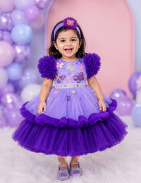 Lavender Violet Butterfly Theme Handwork Birthday Frock for Baby Girl – Stanwells Kids