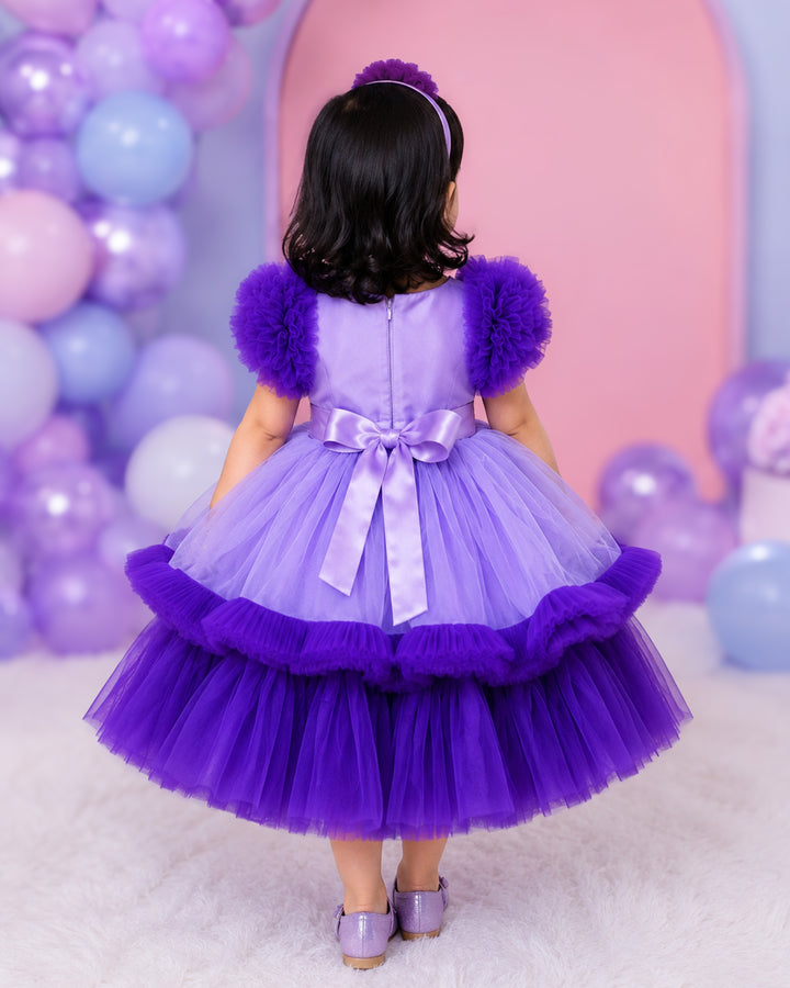 Lavender &amp; Violet Combo Handwork Butterfly theme Partywear Birthday Fr
