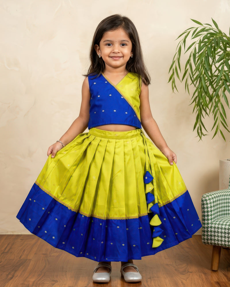 Lehenga Choli for Baby Girls Royal Blue Green – Silk Ethnic Dress