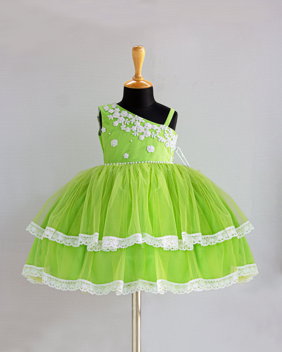 Green Applique Partywear Baby Girls Step Frock - Online buy – Stanwells ...