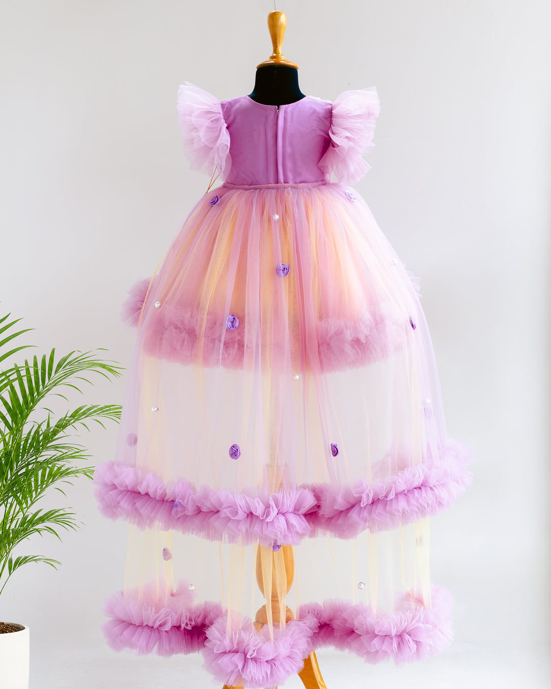 Lilac baby yellow floral fancy partywear frock full look for baby girl – Stanwells Kids