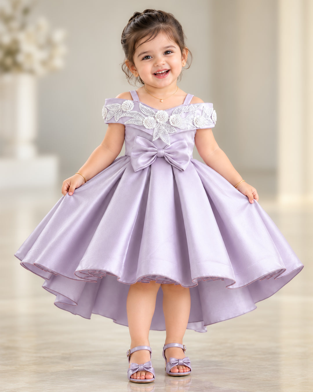 Baby Girl Lilac Bow Frock Birthday Party Wear – Stanwells Kids