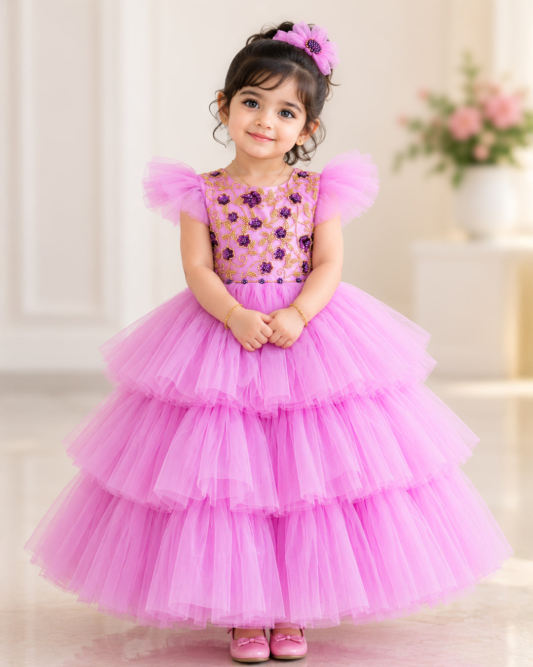 lilac baby girls kids full gown stanwells kids full handwork frock