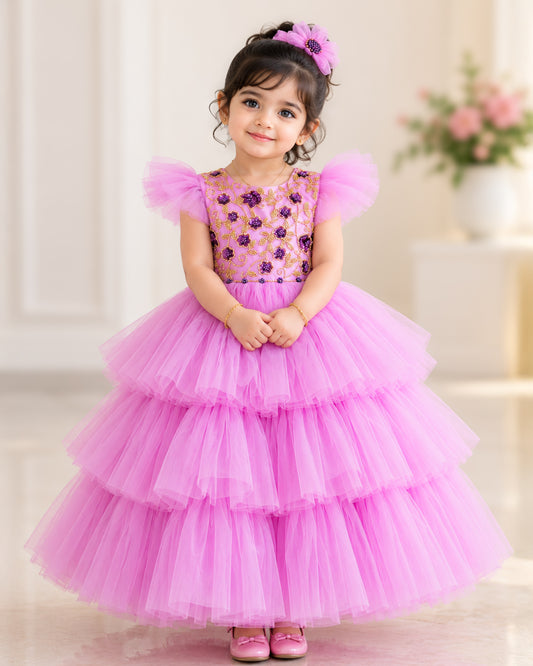 lilac baby girls kids full gown stanwells kids full handwork frock