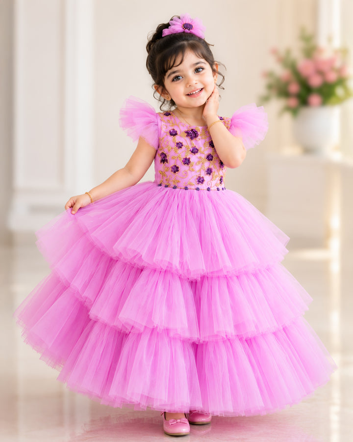 lilac baby girls kids full gown stanwells kids full handwork frock