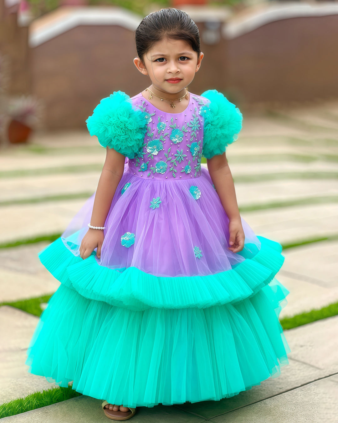 Sea Green & Lilac Birthday Dress for Baby Girls Stanwells Kids Sea Green & Lilac Birthday Dress for Baby Girls Stanwells Kids