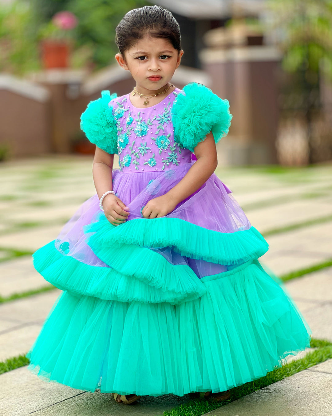 Sea Green & Lilac Birthday Dress for Baby Girls Stanwells Kids Sea Green & Lilac Birthday Dress for Baby Girls Stanwells Kids