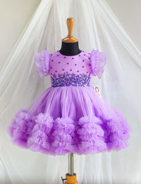 Lilac Heavy Handwork Birthday Frock for Baby Girl – Stanwells Kids