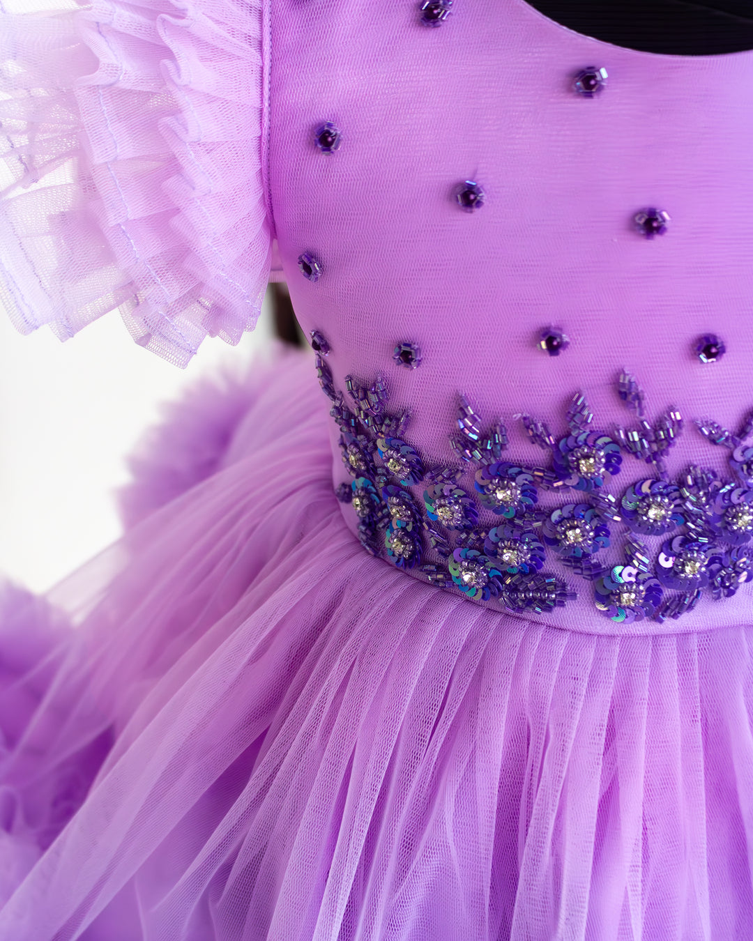 Lilac baby girl birthday dress, party wear frock, toddler girl outfit