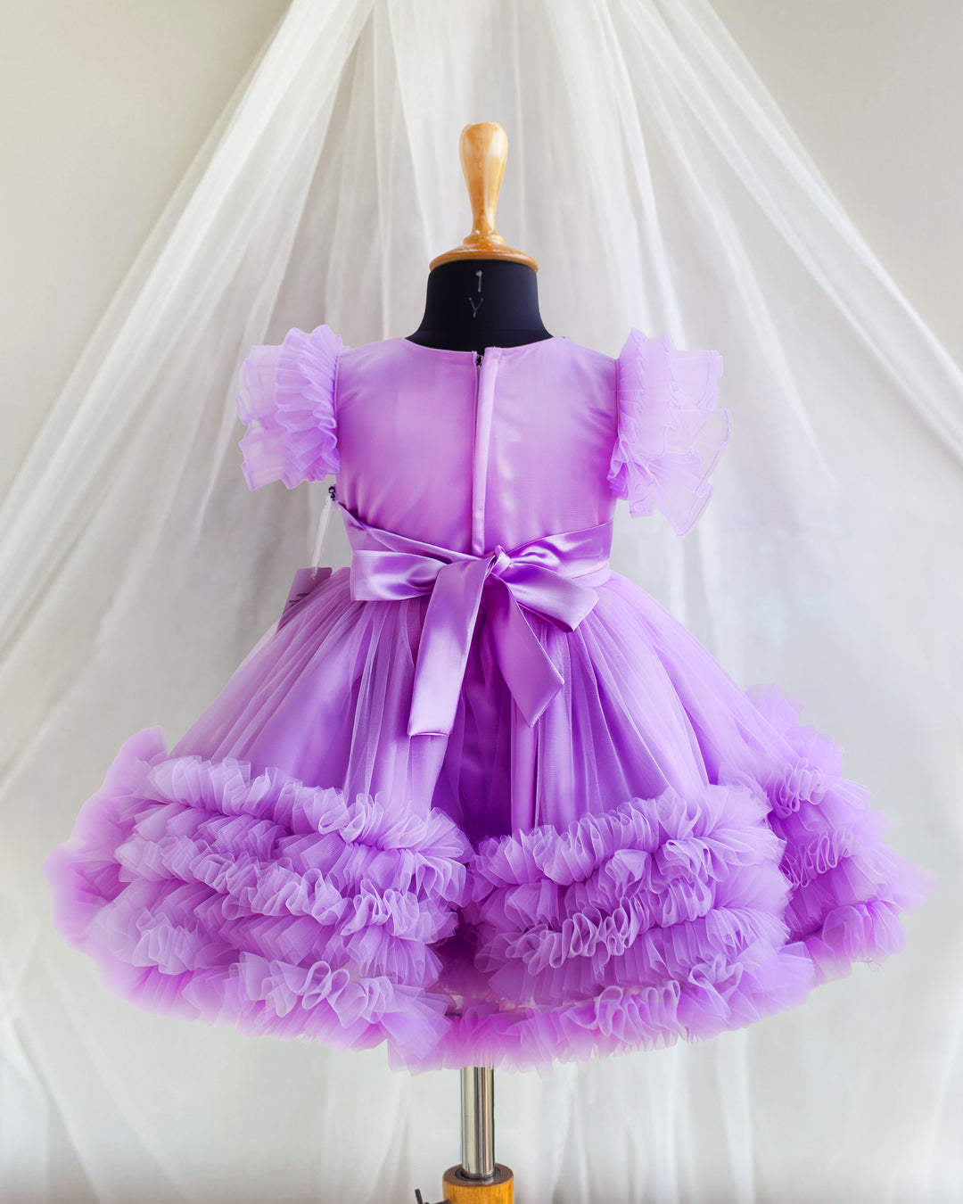 Lilac baby girl birthday dress, party wear frock, toddler girl outfit