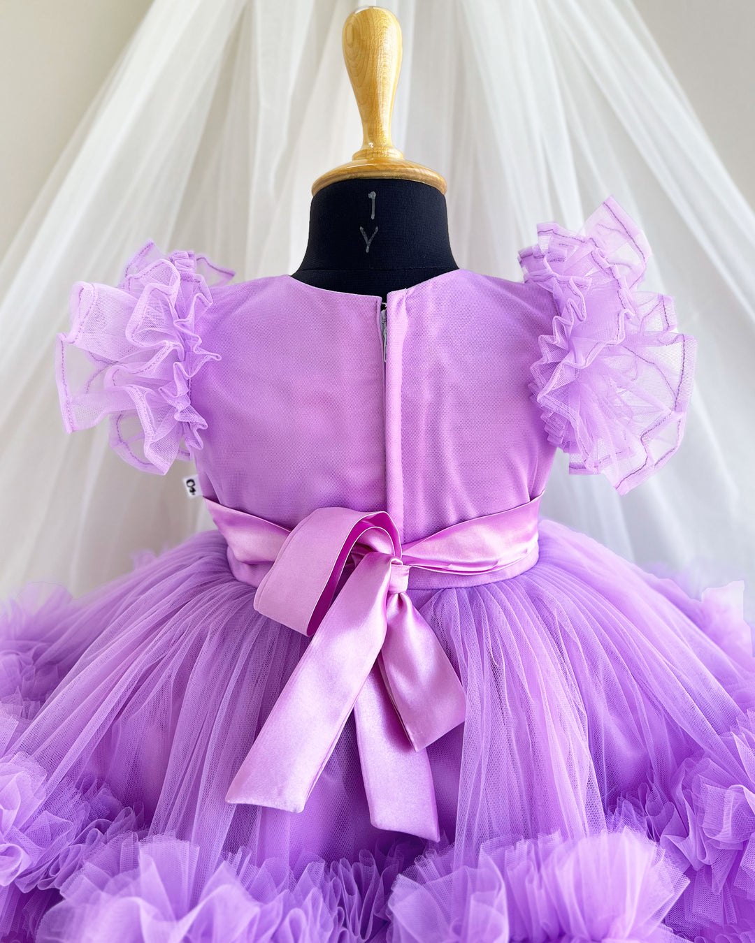Lilac baby girl birthday dress, party wear frock, toddler girl outfit