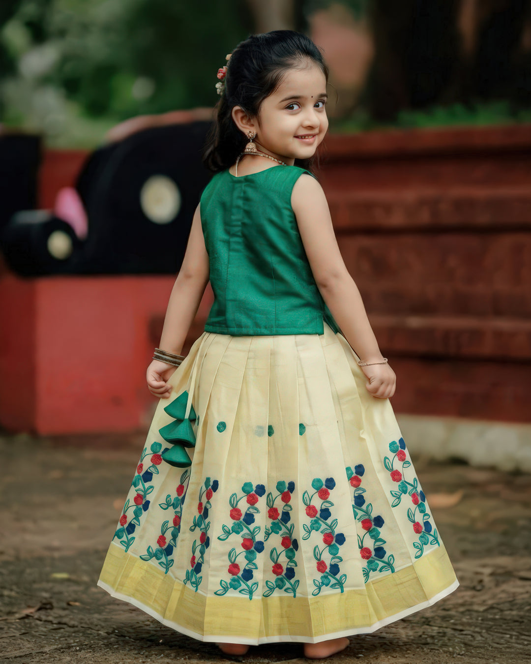 Baby girls birthday lehenga choli lime gold floral dress
Kids festive lehenga choli green floral embroidery outfit
Baby girl party wear lehenga choli traditional dress
Floral embroidery baby lehenga choli birthday outfit
Lime gold green lehenga choli for baby girls festive wear