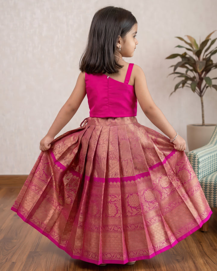 Stanwells Kids magenta lehenga choli for girls one shoulder festive dress