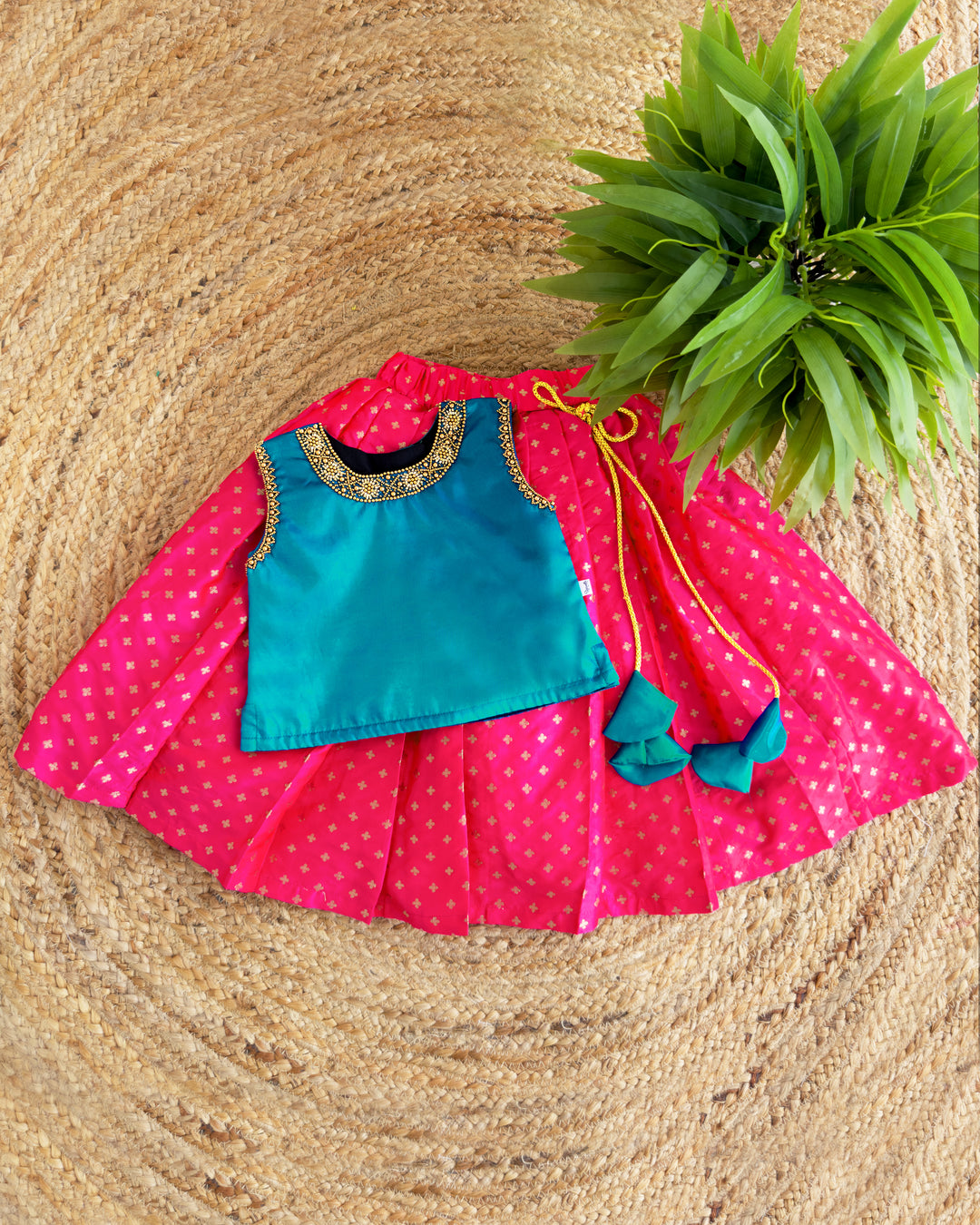 Magenta Peacock Shade Lehenga Choli for Baby Girls – Birthday Dress