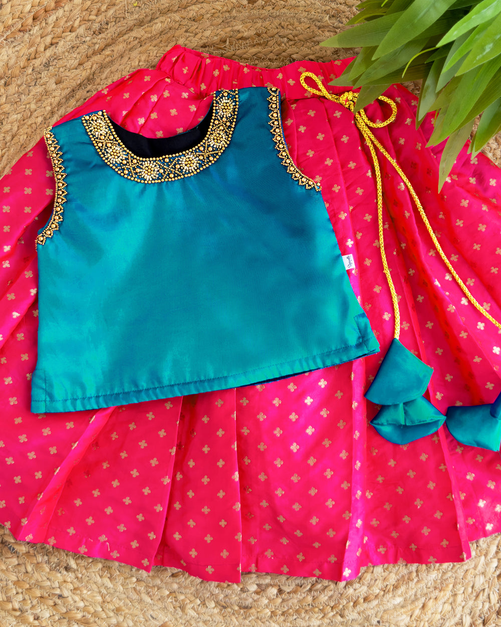 Magenta Peacock Shade Lehenga Choli for Baby Girls – Birthday Dress