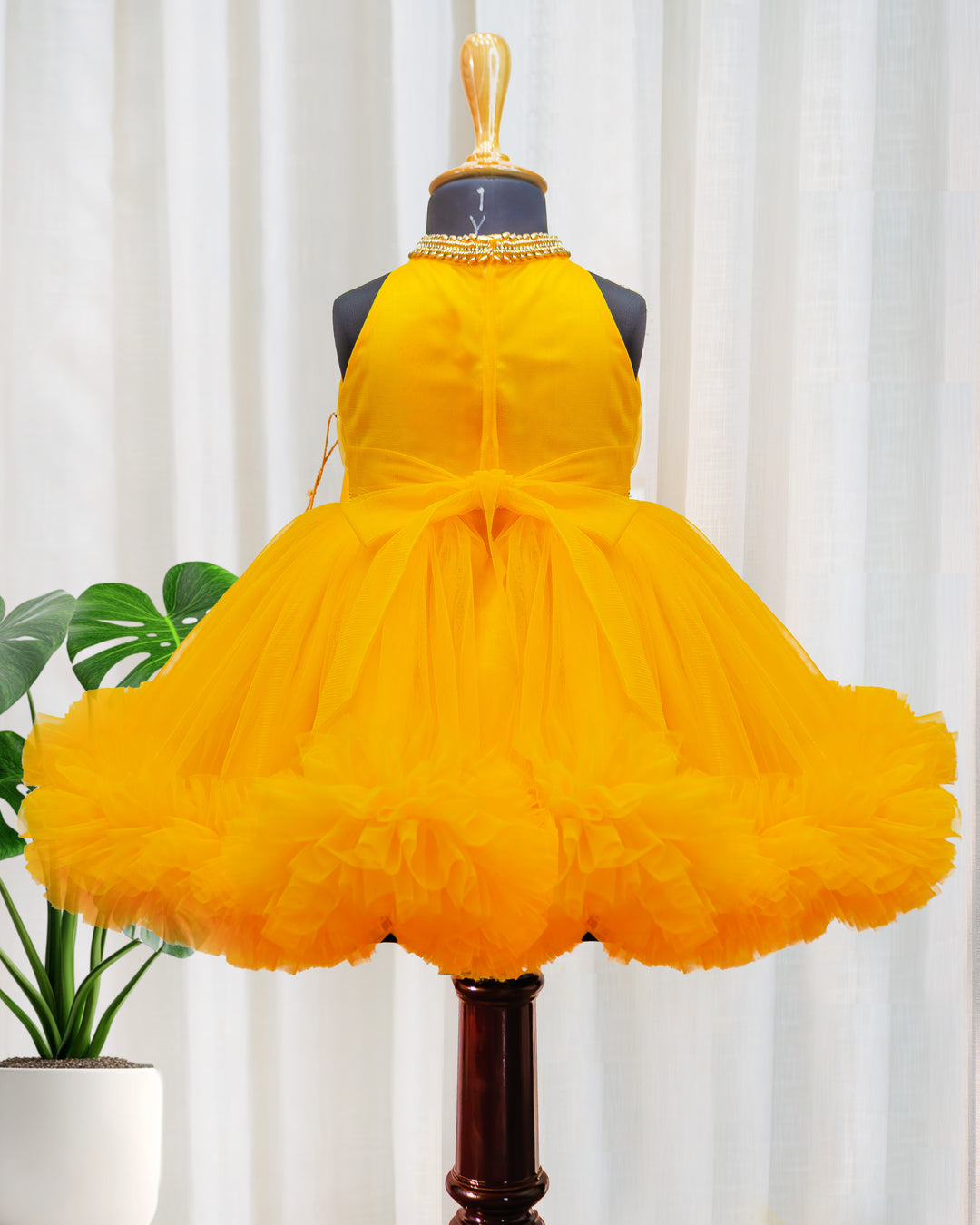 Mango Yellow Pleated Birthday Dress for Baby Girls Ruffled Frock –  Stanwells Kids
