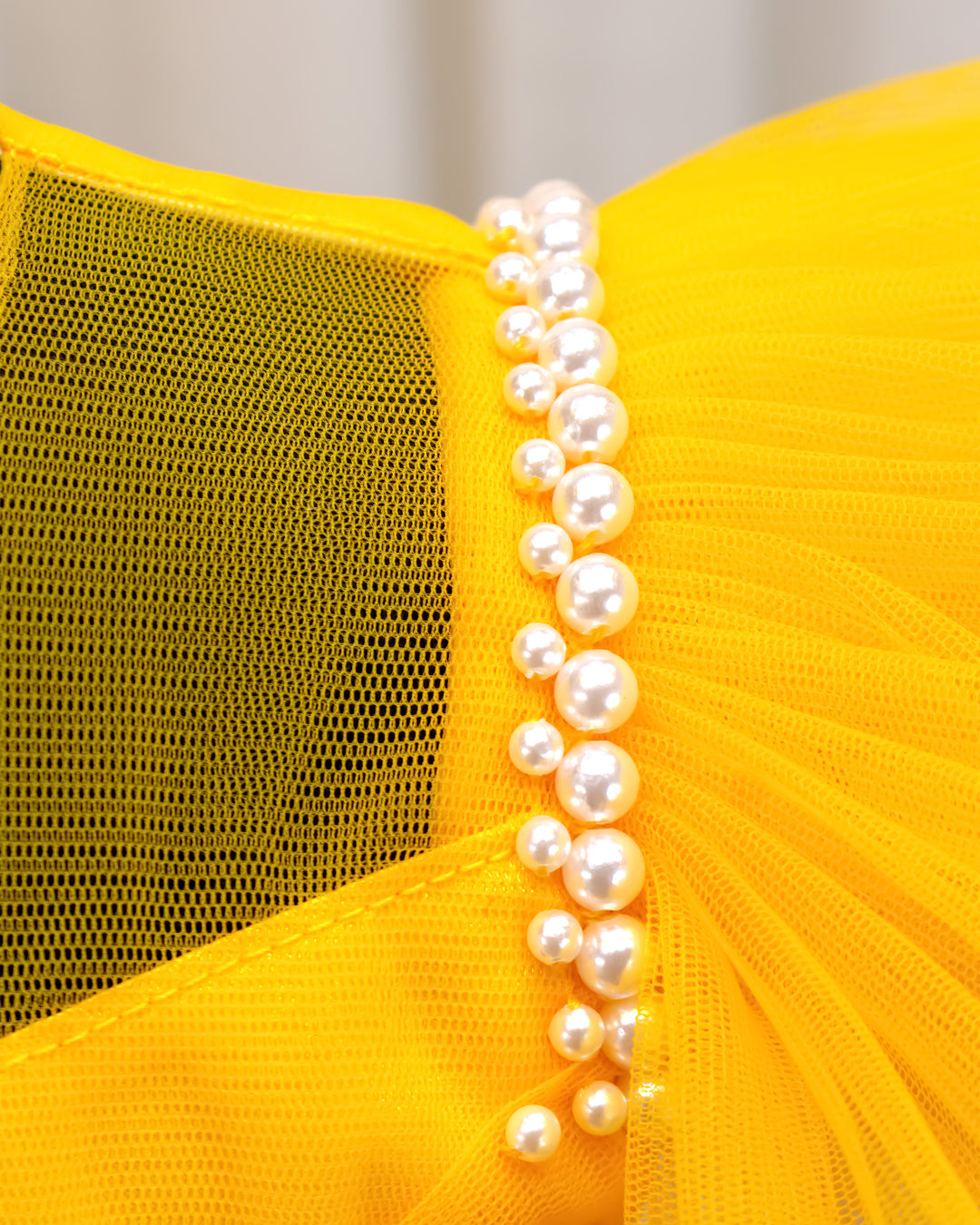 Mango Yellow Baby Girls Birthday Dress, Western Style Party Wear Frock, Elegant Pleated Kids Outfit