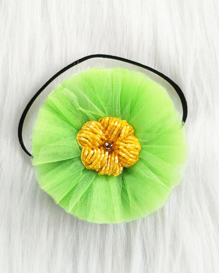 Mango Yellow Parrot Green Two-Layer Birthday Frock for Baby Girls