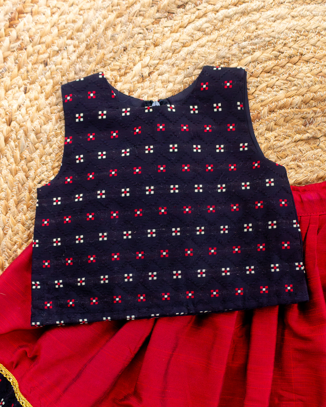 Traditional ethnic lehenga for baby girl in maroon and black – Stanwells Kids