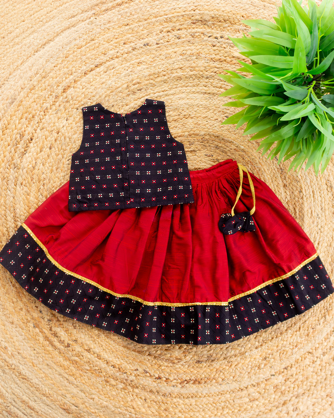 Kids Meena Butti lehenga choli maroon black – occasion wear, Stanwells Kids