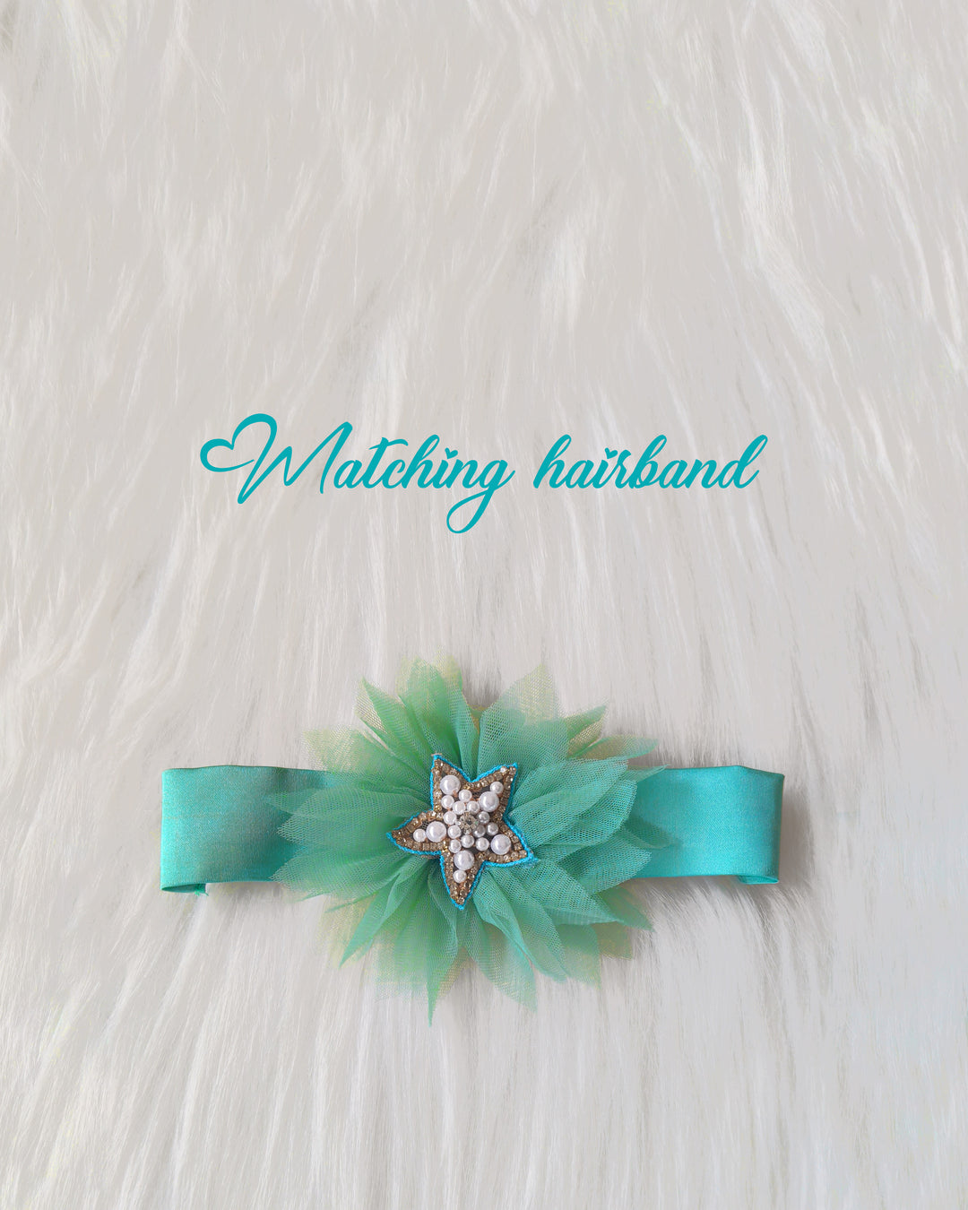 Mermaid theme baby girls birthday dress, pastel green sea life embroidered frock, heavy partywear birthday outfit